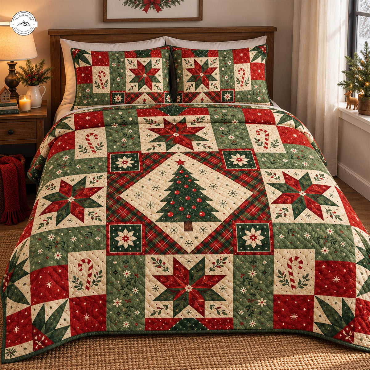 Rustic Holiday Patchwork Quilted Bedding Set LV150