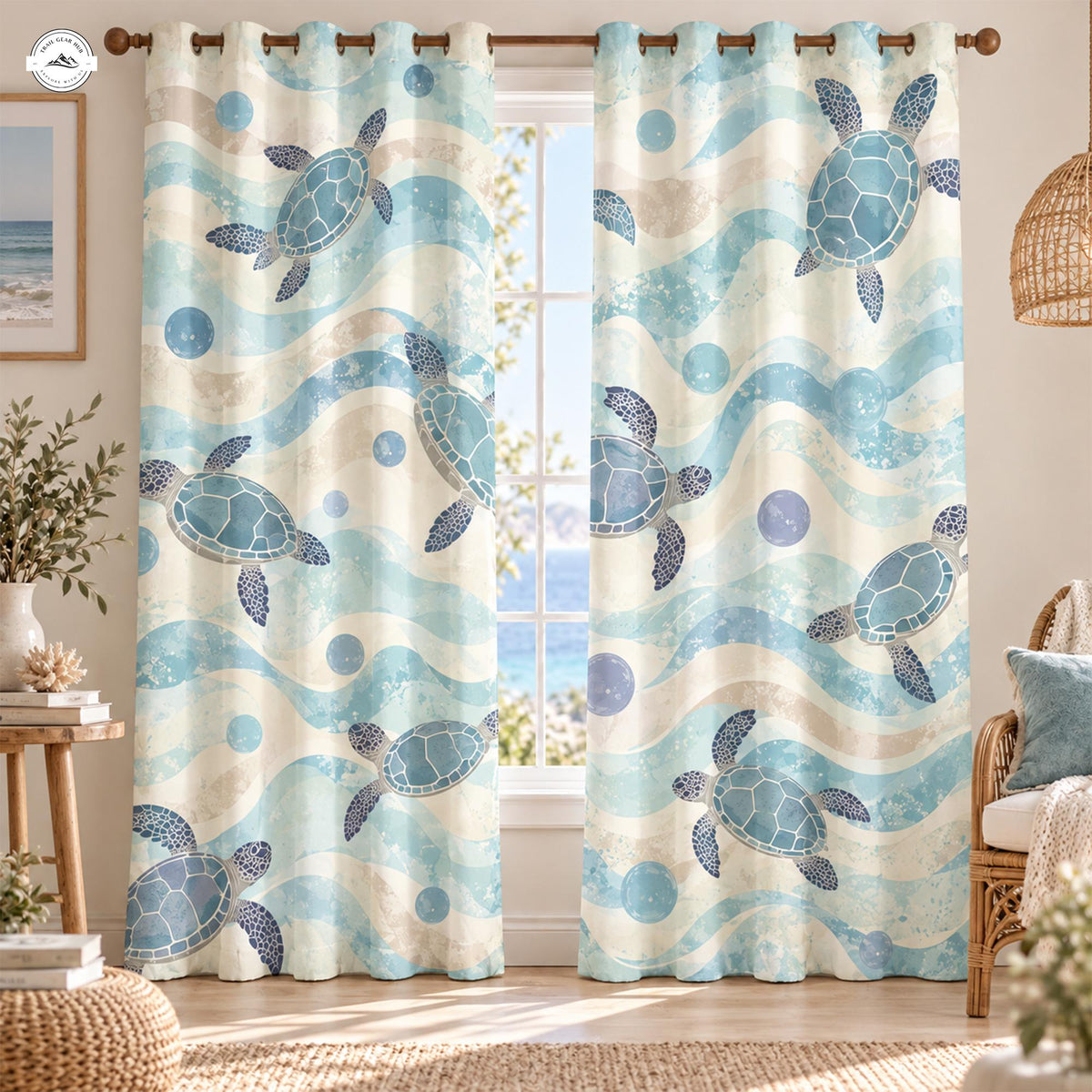 Ocean Sea Turtle  Grommet Curtains LV201GRMCT