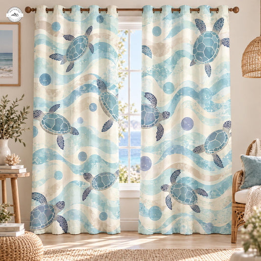 Ocean Sea Turtle  Grommet Curtains LV201GRMCT
