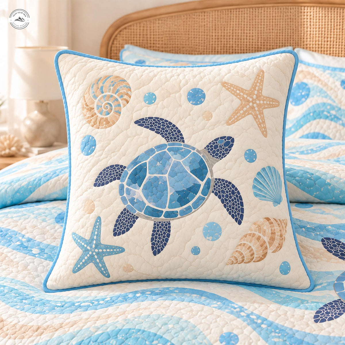 Ocean Sea Turtle Quilted Pillow Cover LV201QLTPLC