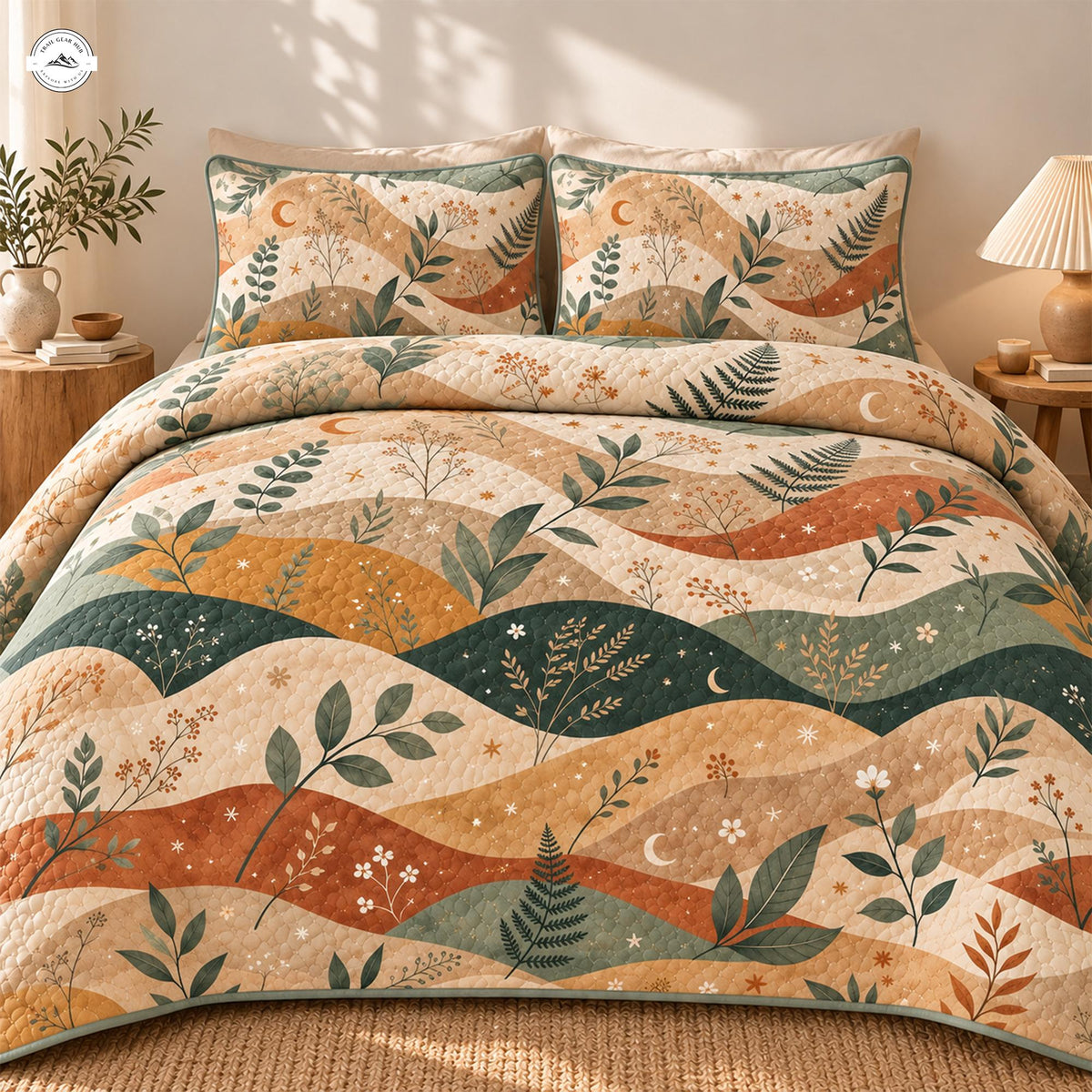 Boho Nature Landscape Quilted Bedding Set LV203