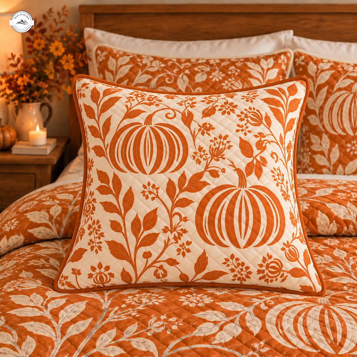 Cozy Autumn Pumpkin Quilted Pillow Cover LV211QLTPLC