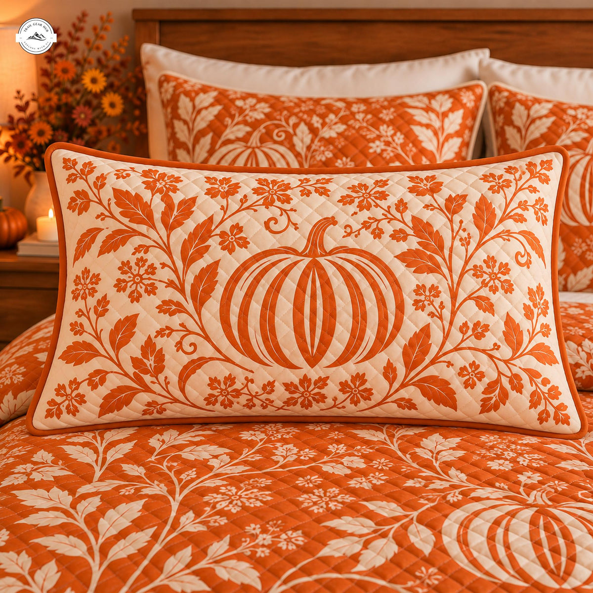Cozy Autumn Pumpkin Quilted Pillow Cover LV211QLTPLC