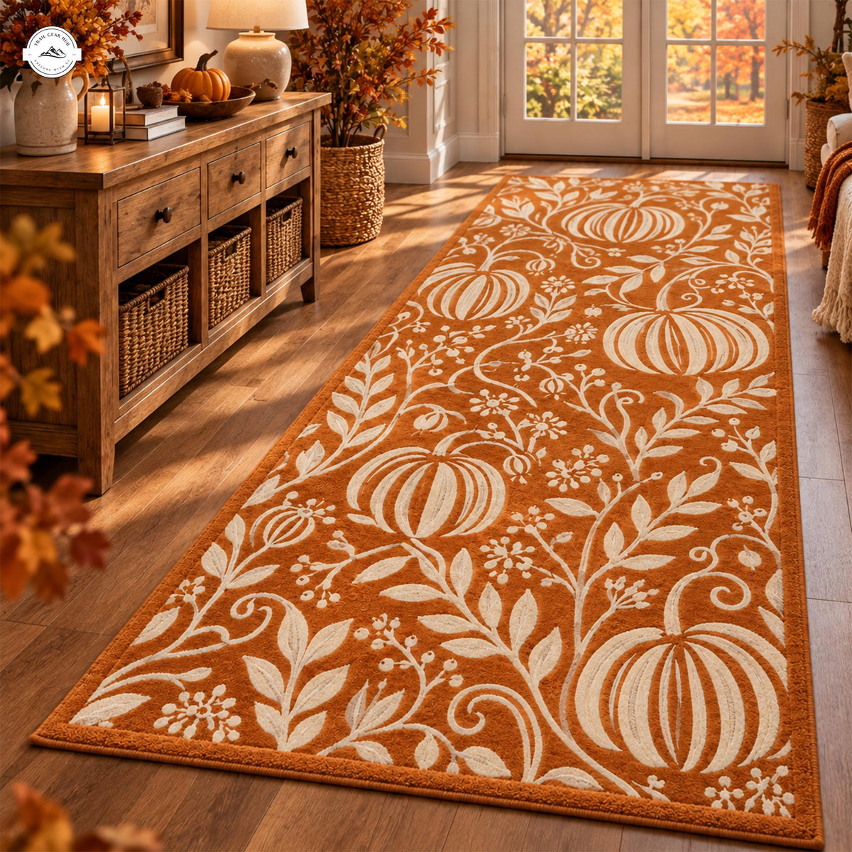 Cozy Autumn Pumpkin Plush Runner Rug LV211RUGHN117