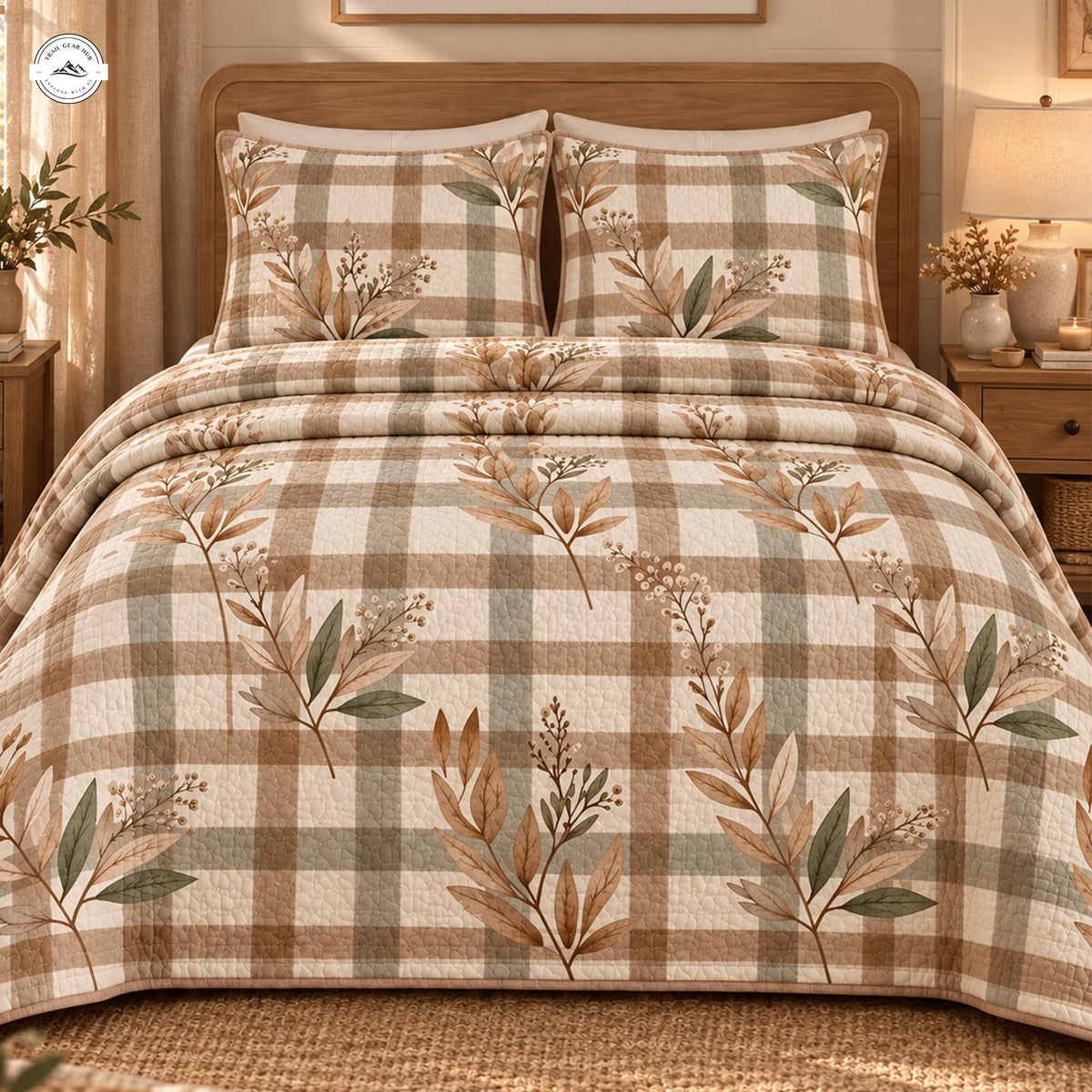 Cozy Autumn Plaid Quilted Bedding Set LV222
