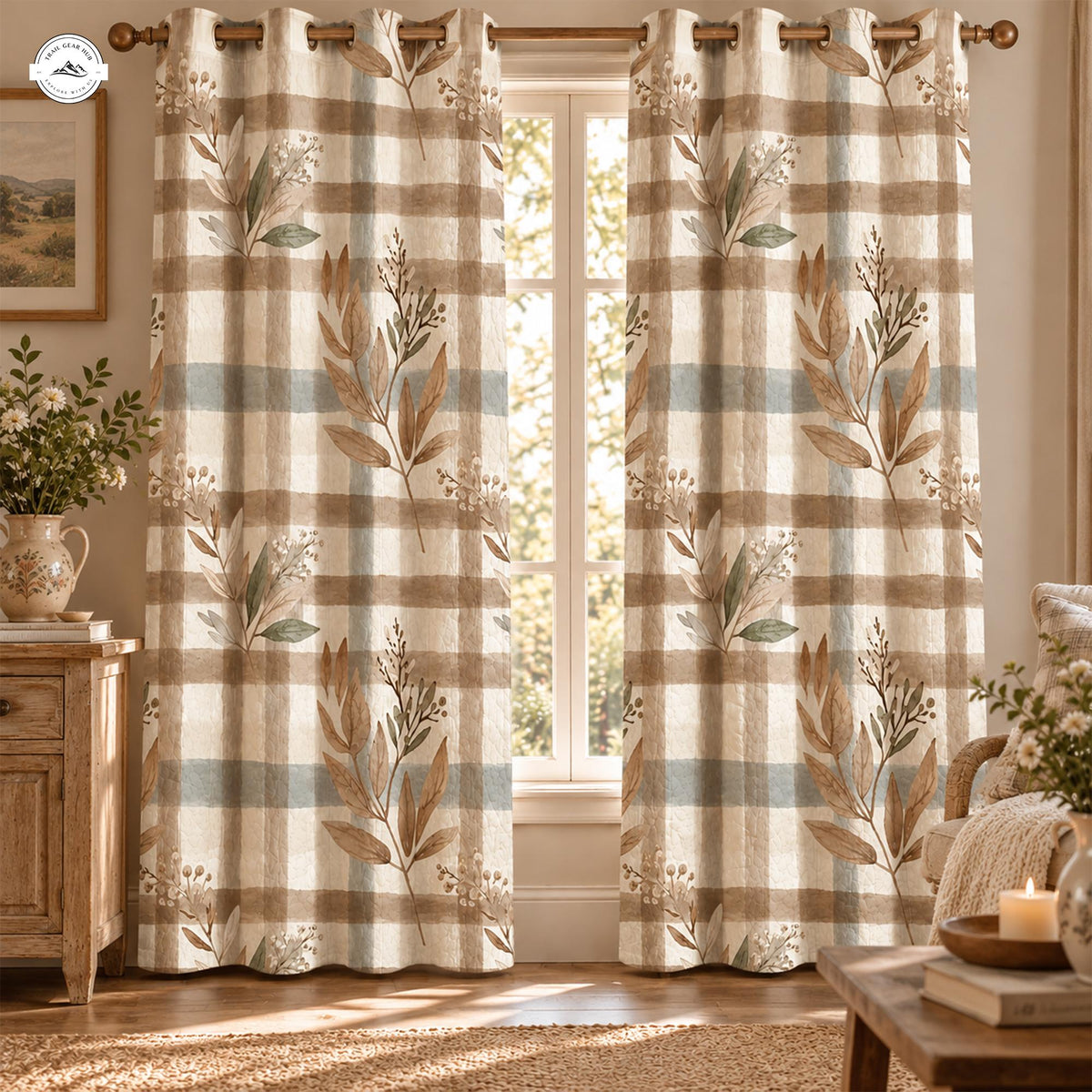 Cozy Autumn Plaid Quilted Curtains LV222QLTCT