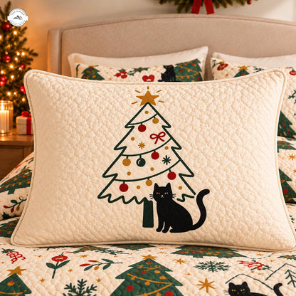 Christmas Black Cats & Winter Trees Quilted Pillow Cover LV244QLTPLC