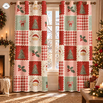 Charming Farmhouse Christmas Patchwork Quilted Curtains LV245QLTCT