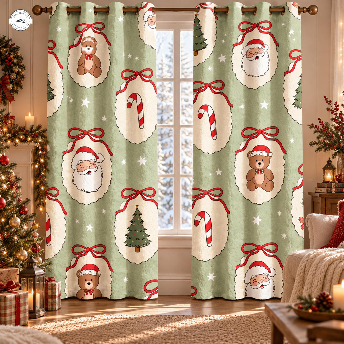 Cozy Sage Green Christmas Quilted Curtains LV246QLTCT