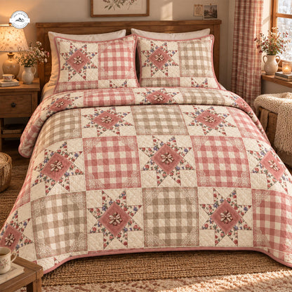Charming Farmhouse Patchwork Quilted Bedding Set LV255
