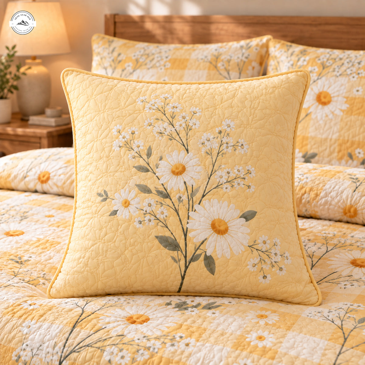 Yellow Daisy Quilted Pillow Cover LV262QLTPLC