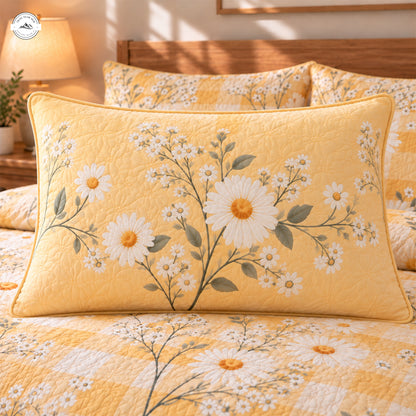 Yellow Daisy Quilted Pillow Cover LV262QLTPLC