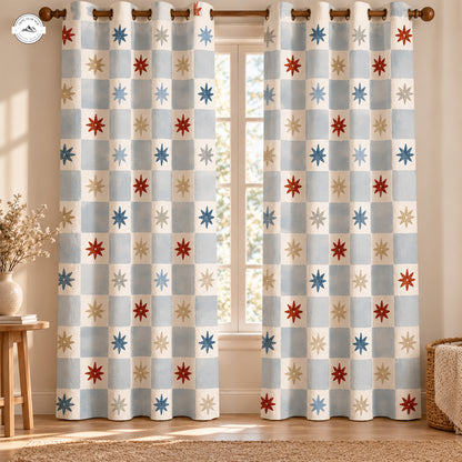 Vintage Star Pattern Quilted Curtains LV263QLTCT