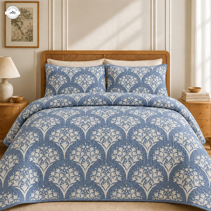 Vintage Floral Damask Quilted Bedding Set LV276