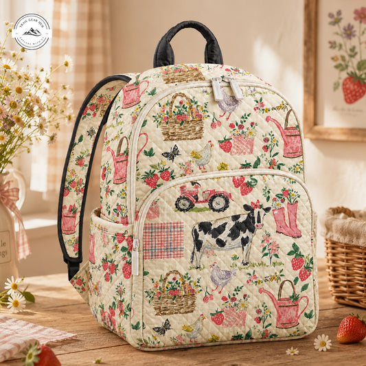 Cottagecore Farmhouse Quilted Backpack LV18