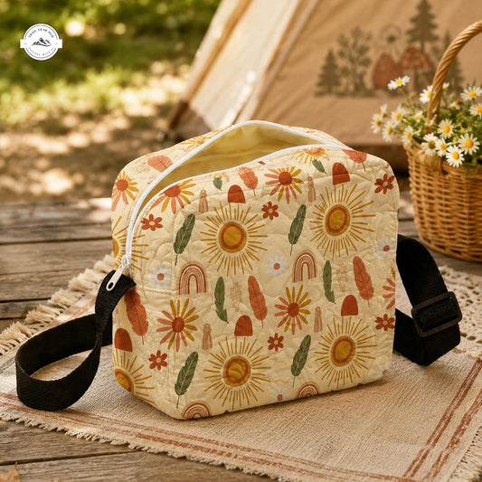 Boho Sun and Rainbow Quilted Crossbody Bag LV04