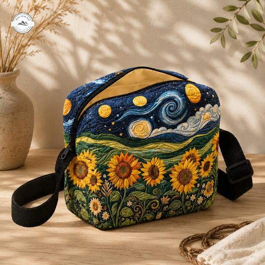 Van Gogh Sunflower Quilted Crossbody Bag LV06