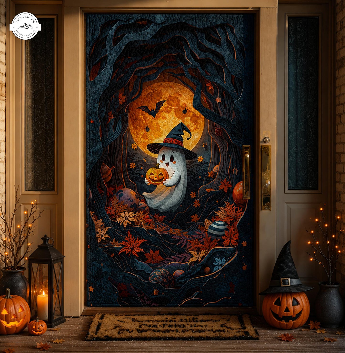 Cute Witch Ghost Quilted Door Cover LV05