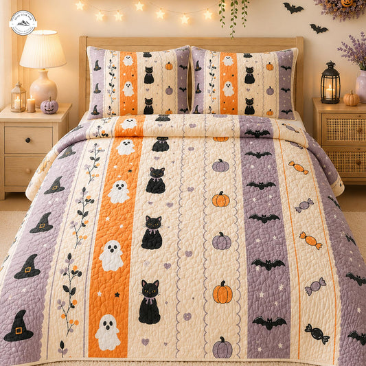 Cute Halloween Patchwork Quilted Duvet Cover Set LV09