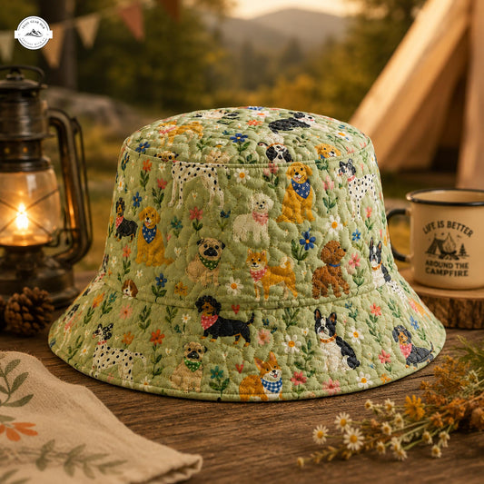Dog Pattern Quilted Fishing Hat LV07