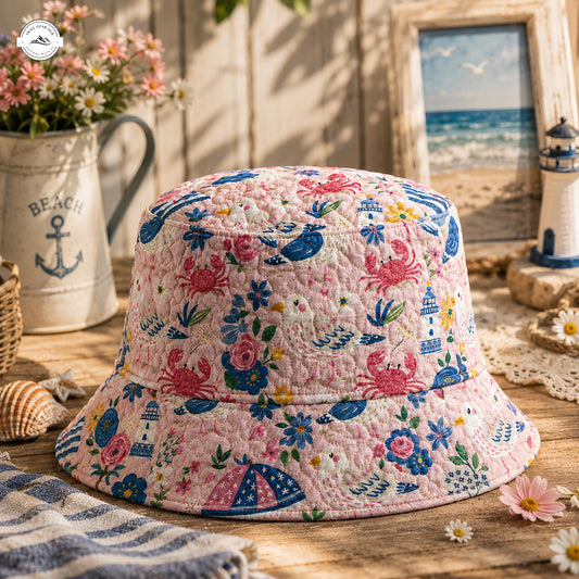Floral & Marine Life Quilted Fishing Hat LV08