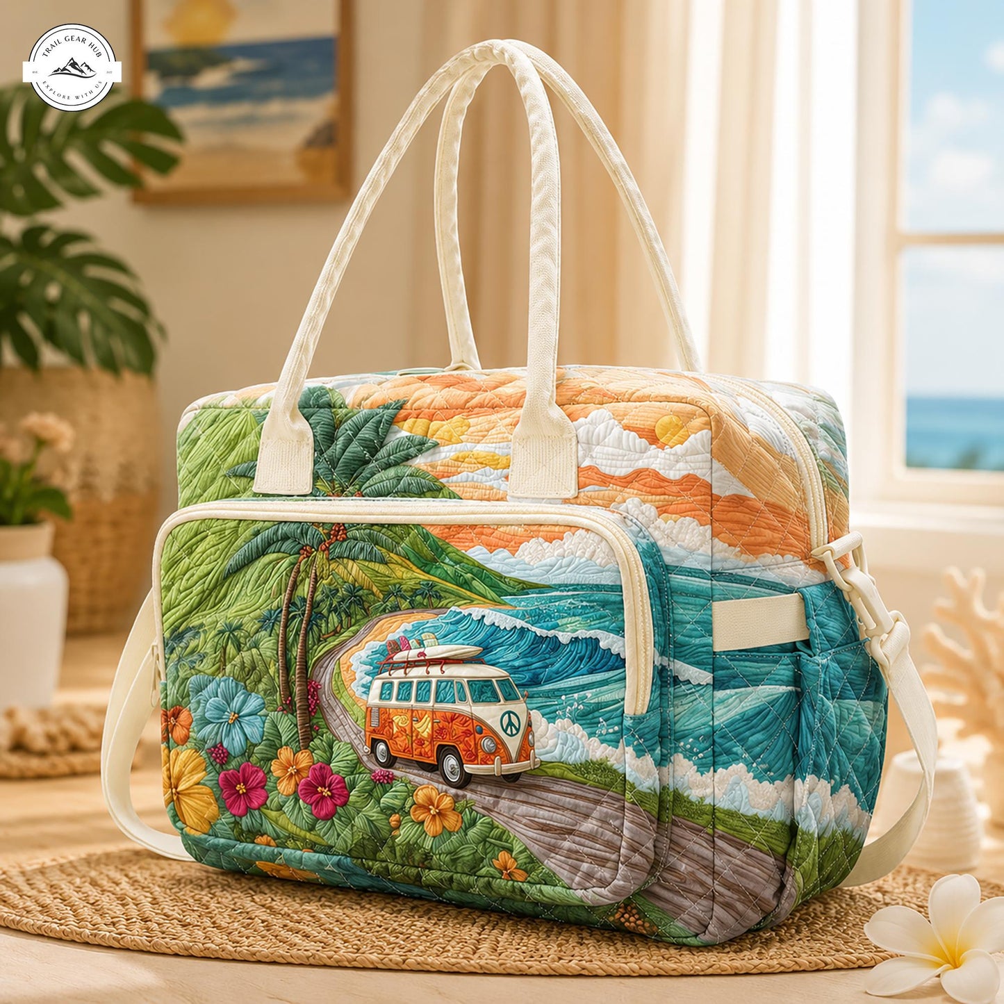 Tropical Coastal Quilted Puffy Tote LV05