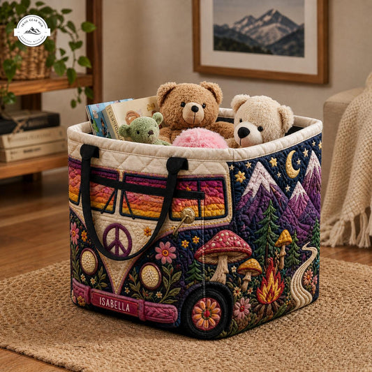 Hippie Personalized Quilted Storage Basket LV06