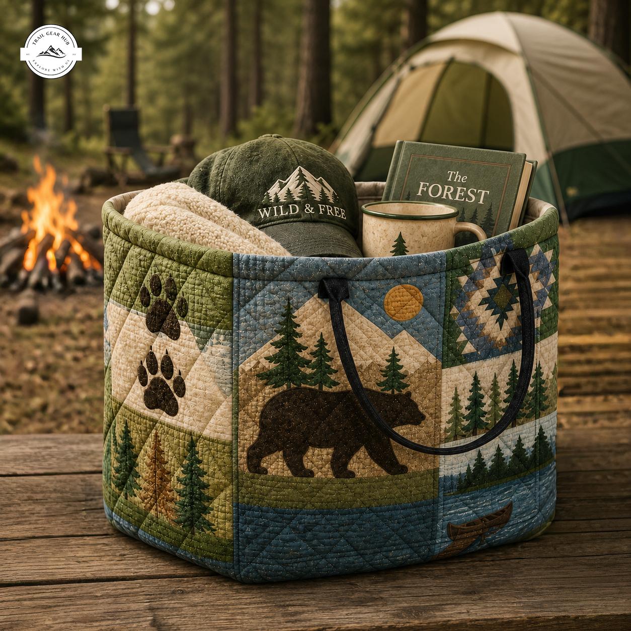 Forest Wildlife Quilted Storage Basket LV07