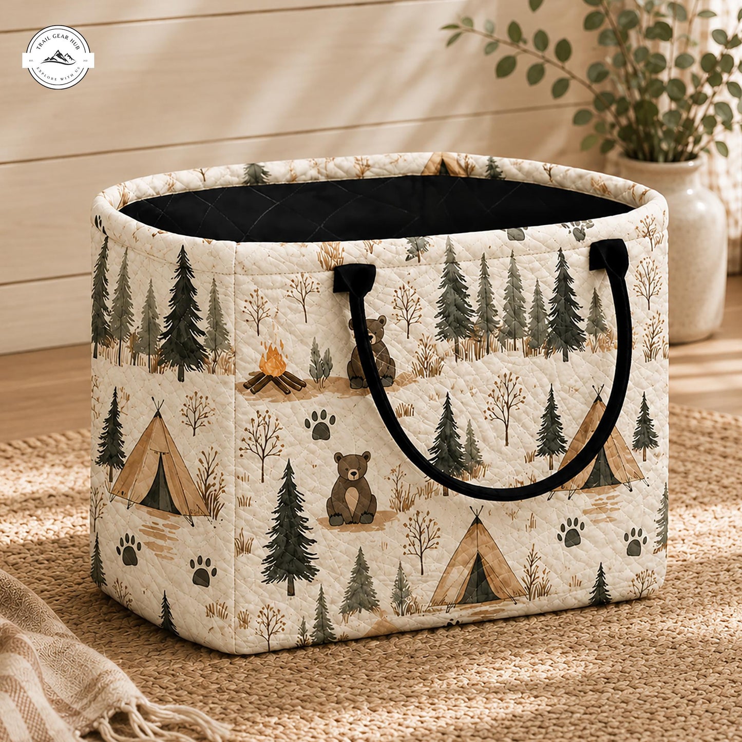 Cute Bear & Teepee Quilted Storage Basket LV37