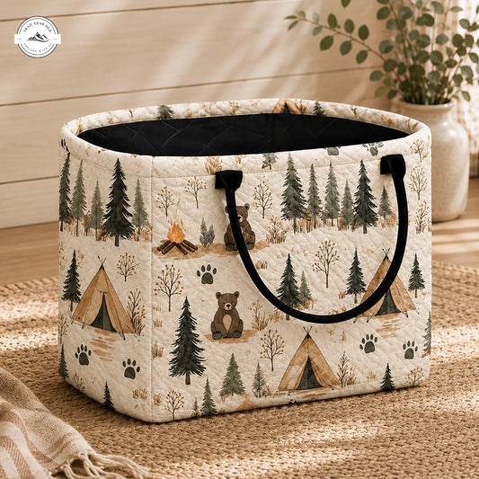 Cute Bear & Teepee Quilted Storage Basket LV37