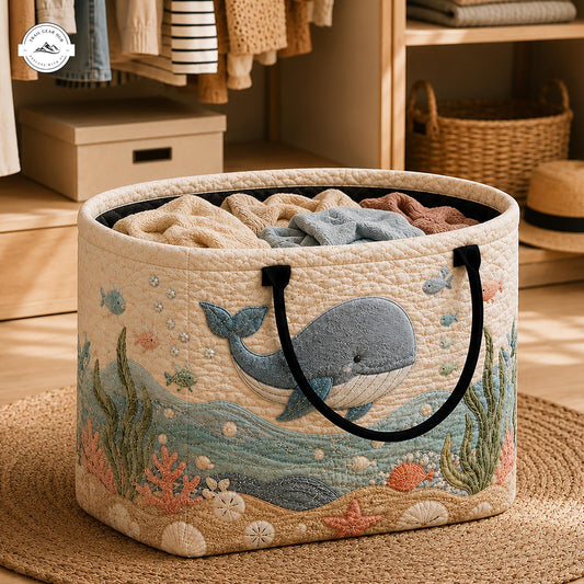 Ocean Whale Baby Quilted Storage Basket LV43