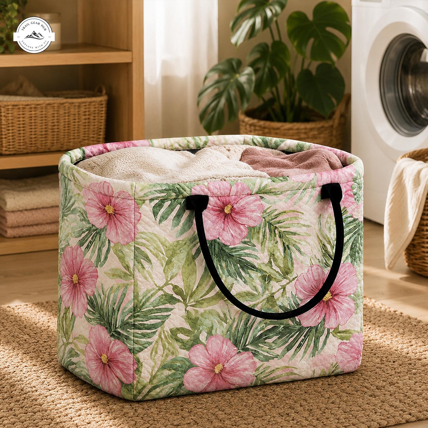 Tropical Pink Quilted Storage Basket LV44