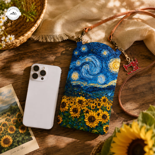 Van Gogh Sunflowers Quilted Slim Phone Crossbody Bag LV01