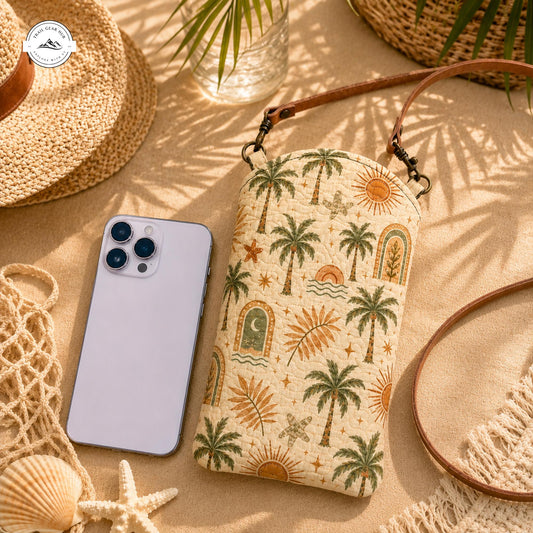 Boho Tropical Quilted Slim Phone Crossbody Bag LV13
