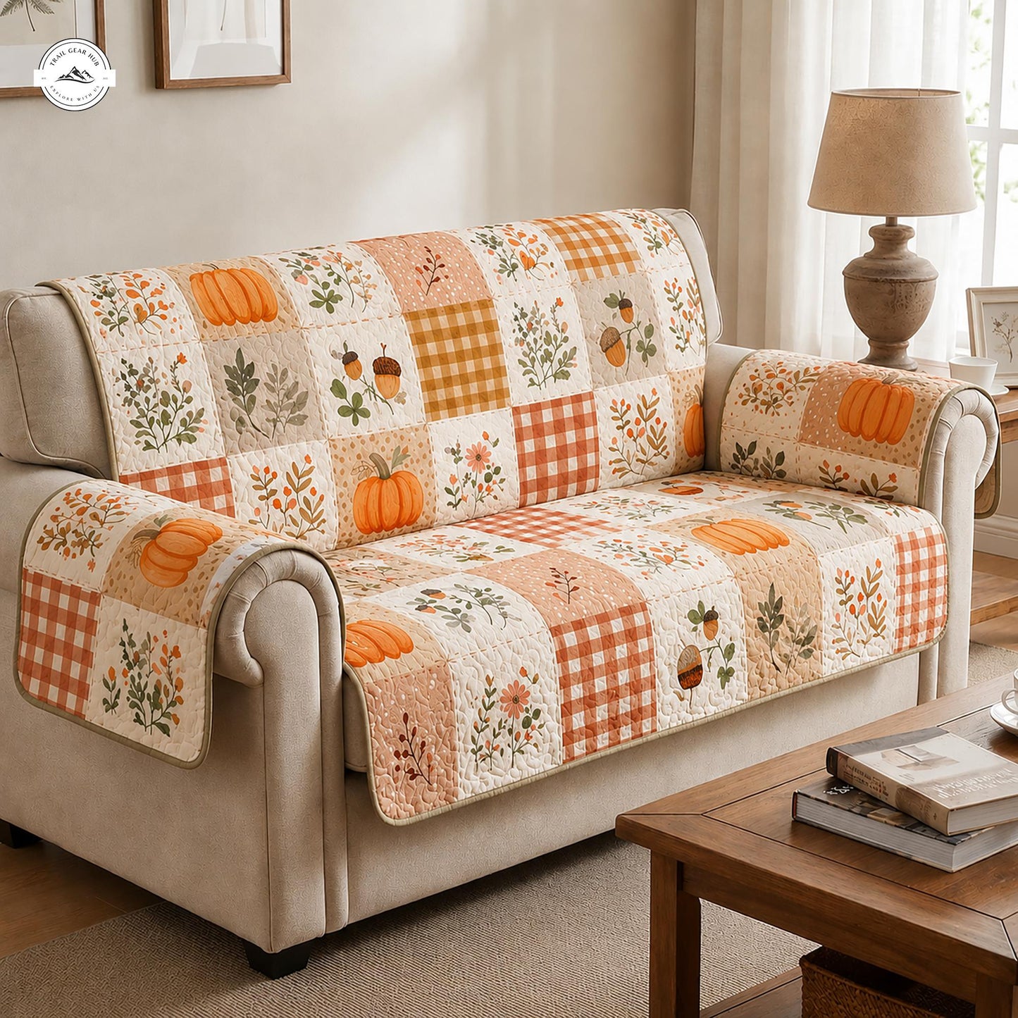Fall Pumpkin Patchwork Quilted Seat Sofa LV11