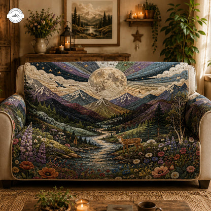 Celestial Full Moon Mountain Quilted Seat Sofa LV12