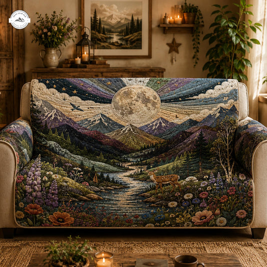 Celestial Full Moon Mountain Quilted Seat Sofa LV12