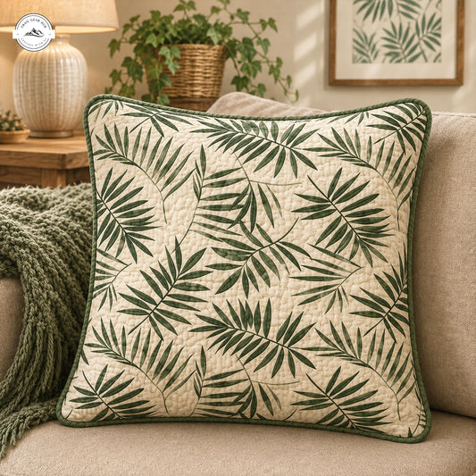 Botanical Palm Leaf Quilted Pillow Cover LV23QLTPLC