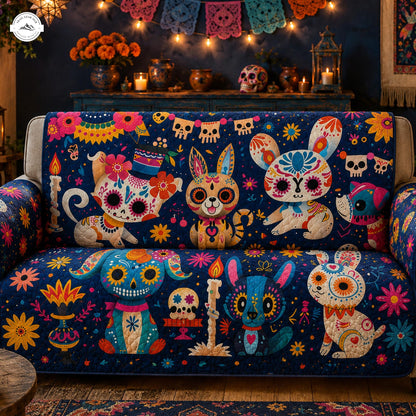 Sugar Skull Pets Quilted Seat Sofa  LV33
