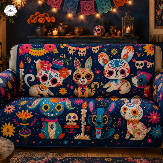 Sugar Skull Pets Quilted Seat Sofa  LV33