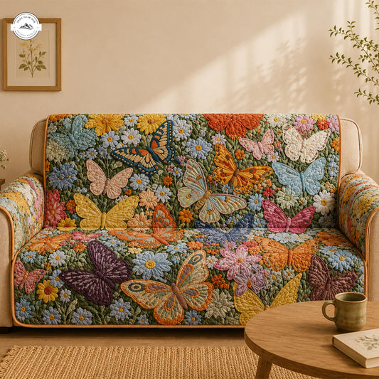 Floral Butterfly Quilted Seat Sofa LV71