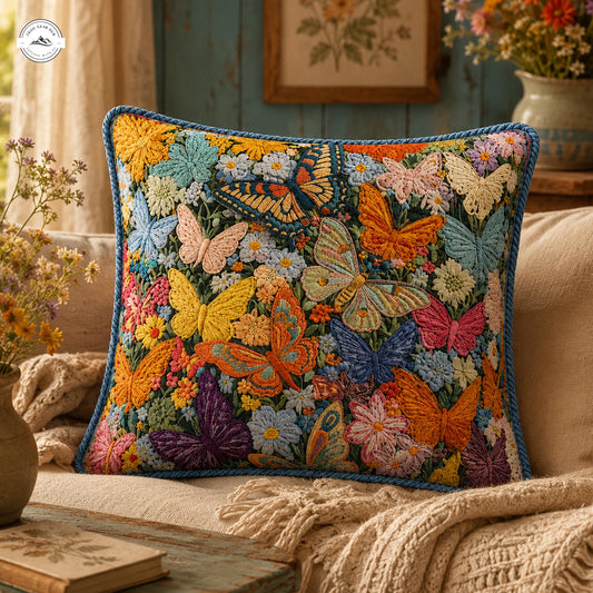 Floral Butterfly Quilted Pillow Cover LV71QLTPLC