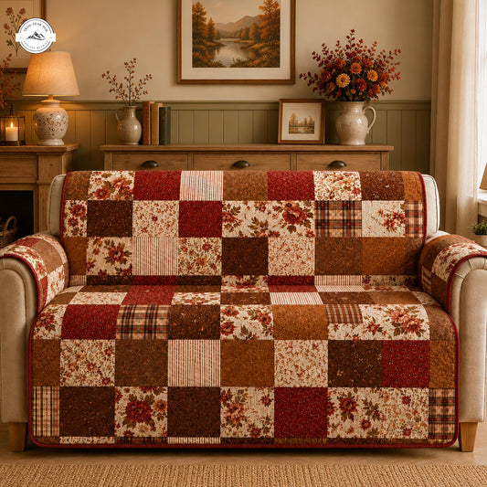 Rustic Autumn Floral & Plaid Quilted Seat Sofa LV75