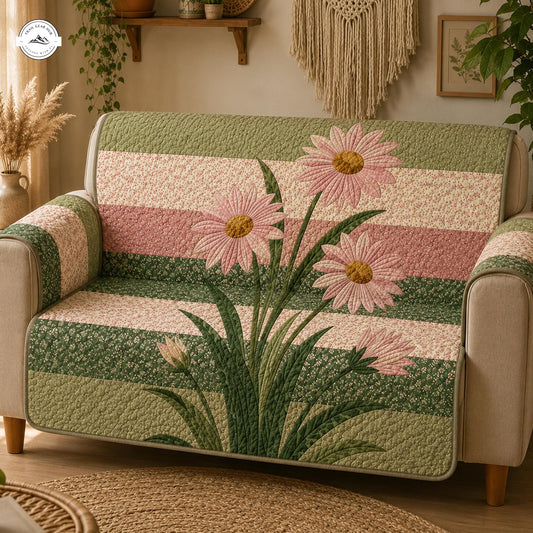 Vintage Floral Daisy Quilted Seat Sofa LV81