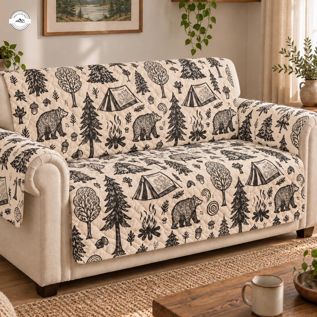 Rustic Cabin Woodland Quilted Seat Sofa LV101