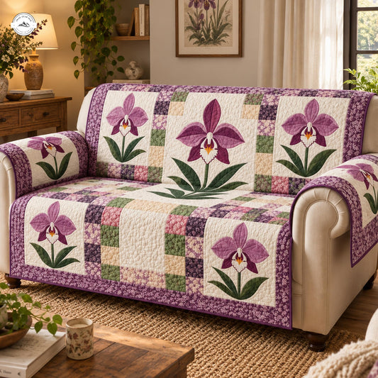 Purple Orchid Patchwork Quilted Seat Sofa LV102