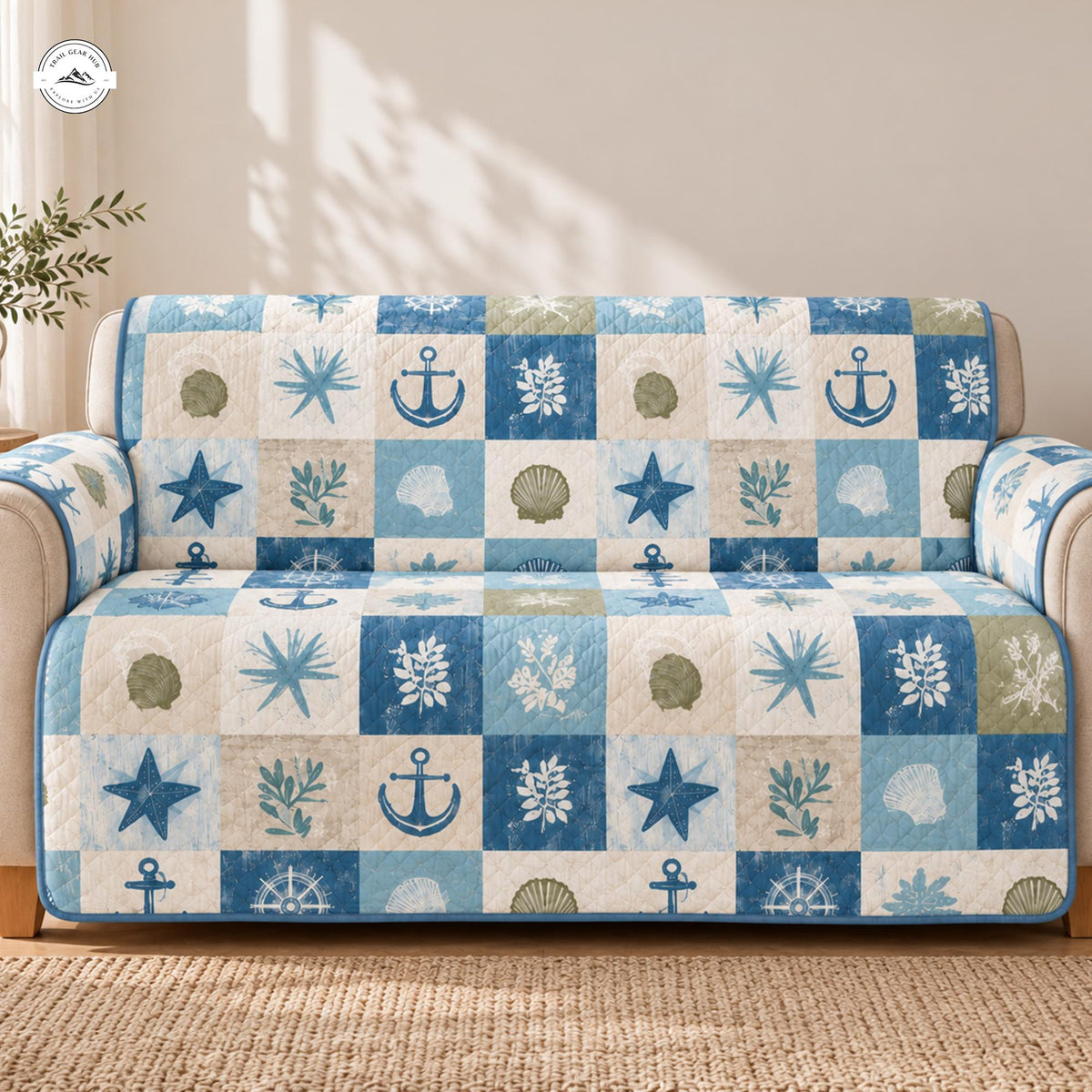 Nautical Coastal Quilted Seat Sofa LV133