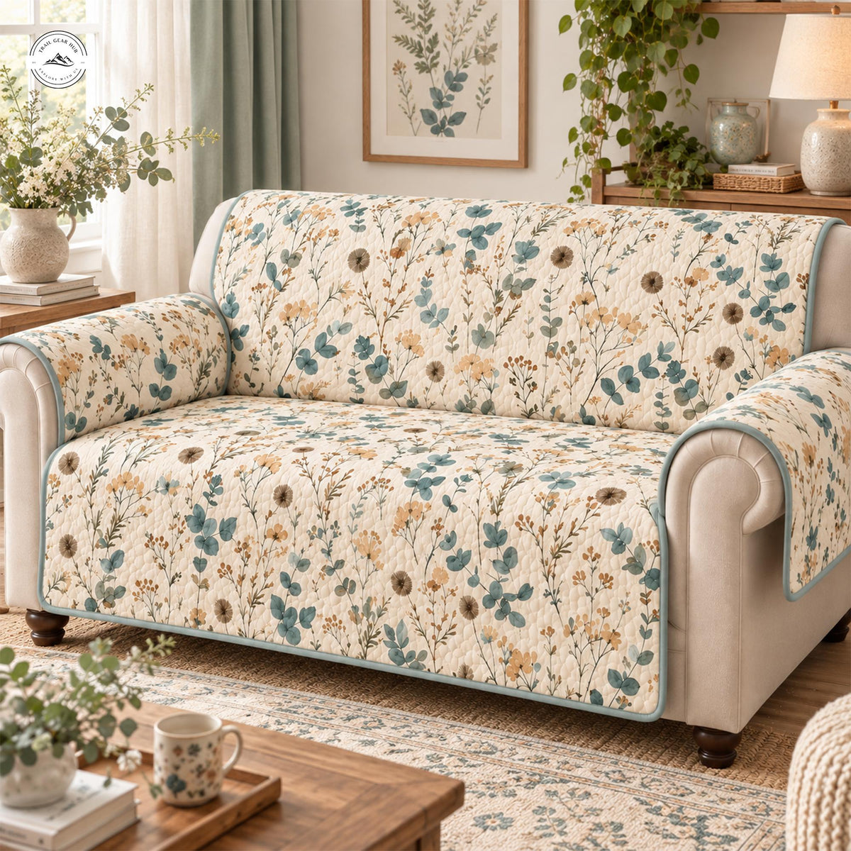 Vintage Floral Quilted Seat Sofa LV135