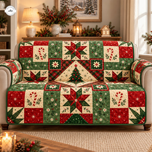Red & Green Christmas Quilted Seat Sofa LV137