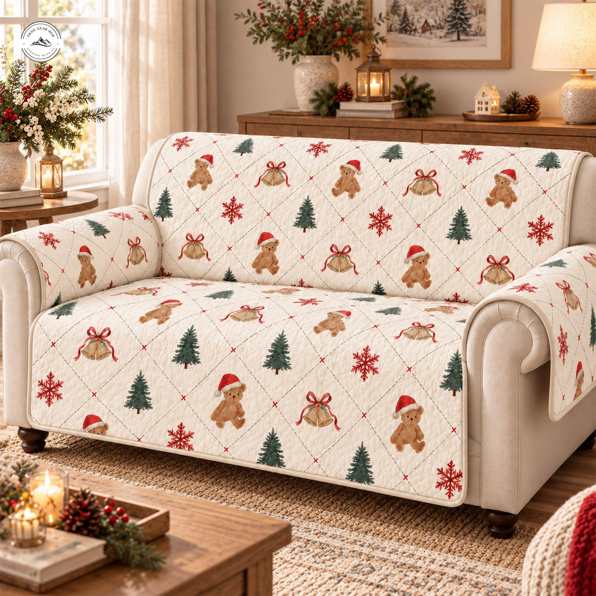 Christmas Teddy Bear Quilted Seat Sofa LV138